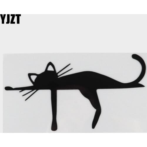 YJZT 15.9X8.4CM Vinyl Decal Cute Cat Animal Dream Funny Cheerful Cartoon Car Sticker Black/Silver C24-1763