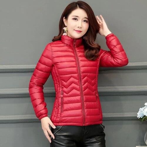 Winter Cotton Coat Short Light Cotton Jacket Long Sleeve Stand Collar Large Size slim Coat Fashion Wild Cotton Coat Female A308