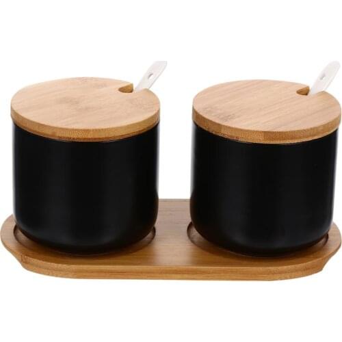 1 Set Seasoning Pot Spice Container Home Kitchen Storage Jar Can Kitchen And Dining Suplies (Black)