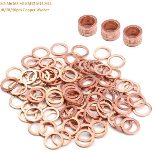 20/50PCS 10*14*1MM Copper Washer Solid Gasket Sump Plug Oil Seal Fittings Tool Parts Accessories