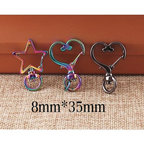 10 pcs Rainbow Gunmetal Lobster Swivel Clasps heart star Clasps Trigger snap for key chain Jewelry findings leather purse strap
