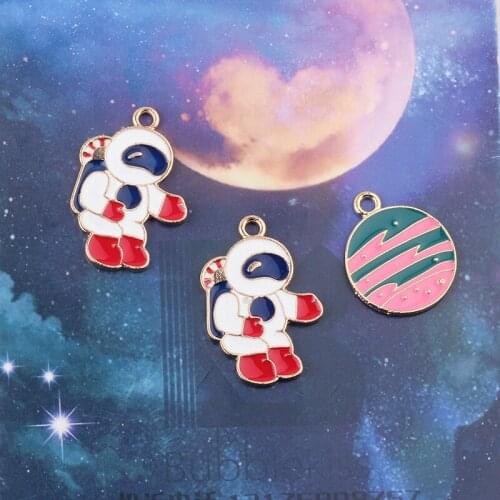 10pcs Japan Korea Unique Cute Space Astronaut Pendant Earrings For Women fashion Cartoon Planet earrings Diy Jewelry Accessories