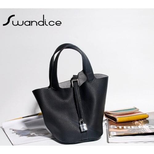 2 Pcs/set Women Lock Key Bucket Belt Simple Casual Soft Handbags Solid Color Top Handle Tote Bags 2020 Female Ladies Fashion
