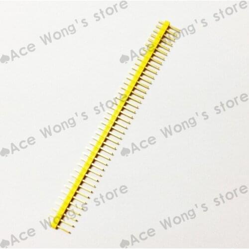 20PCS / Lot Gold plated Single Row 1x40 pin 2.54mm Male Header yellow plastic ROHS Free shipping. Hot sales