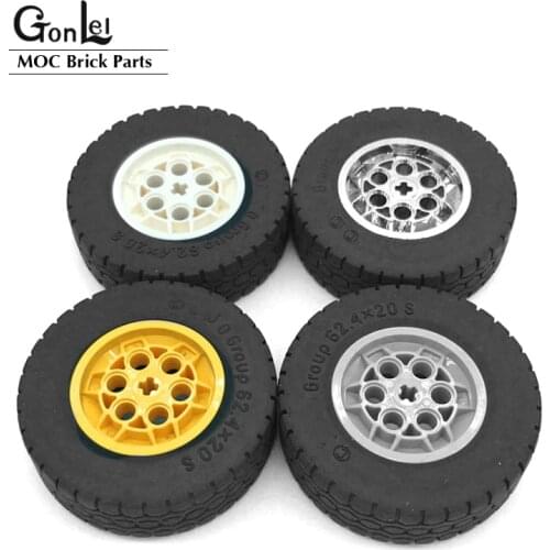 4Pcs/Lot Technic EV3 Wheels 62.4x20mm Wheel Tyres Parts Building Block Toy For Car Compatible with 32019+86652 MOC Brick Parts