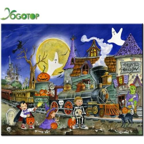 5D DIY Diamond Painting Halloween train Full Square Drill Embroidery Cross Stitch kits Pattern cartoon kid puzzle 5d Art YY1431