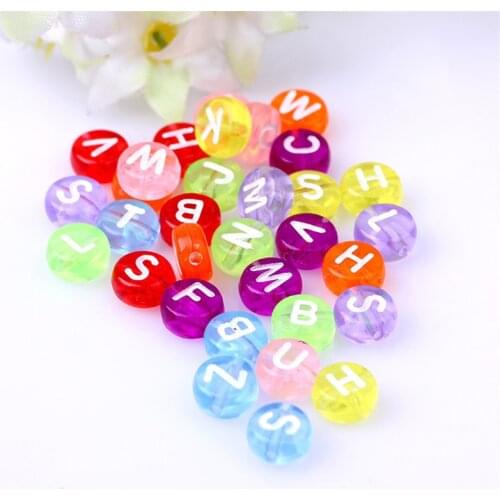 Acrylic Letter Beads 3600pcs 4*7mm Transparent Style Colorful Plastic Alphabet English Character Initial Beads Round Spacer DIY