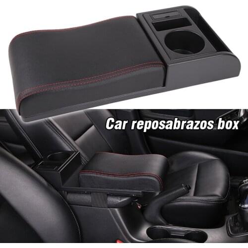 Car Armrest Storage Box with USB Charging Ports Cup Holder Auto Arm Rest Vehicle Elbow Rest Support Car Accessories