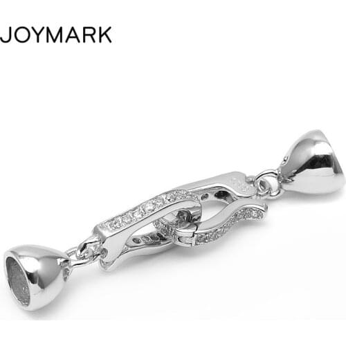 High Quality Fine Jewelry Findings Accessories 925 Sterling Silver With Zircon Ending Caps Clasps Connectors SC-CZ009