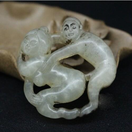Antique jade ornaments jade culture education of spring drawing hand Pendant