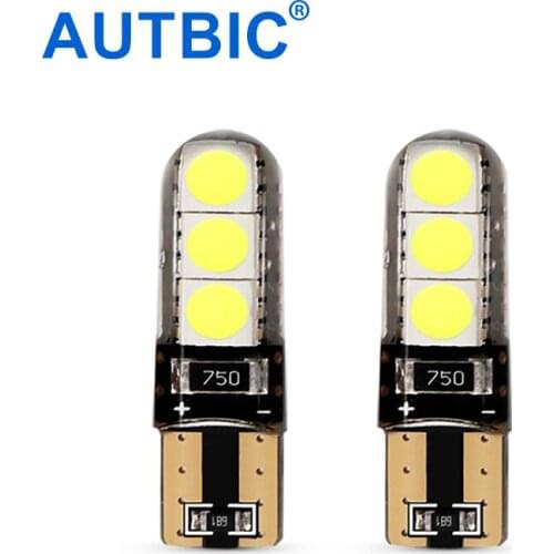 AUTBIC 2pcs T10 w5w LED Car Light 12V 5050 6 SMD Cold White 6000K LED Interior Lights Auto Parking Lamp