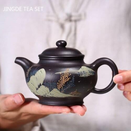 Authentic Yixing Handmade Tea Pots Purple Clay Teapot Beauty Kettle Raw Ore Teaware Tie Guanyin Chinese Tea Ceremony Gifts 270ml