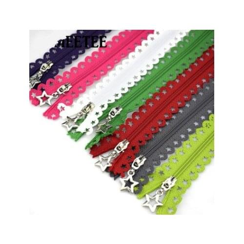 Free shipping 25cm Stars zipper Lace Manual Cloth Art DIY Necessary Accessories 10Pcs/lot