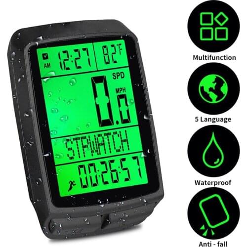 5 Language Wireless Bicycle Computer Waterproof Speedometer LED Backlight Odometer MTB Mountain Road Bike Measurable Stopwatch