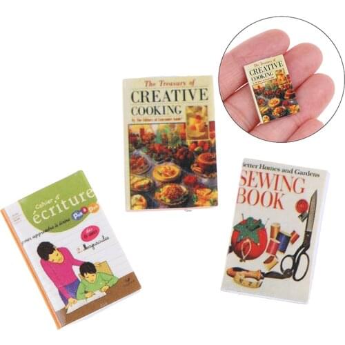 3Pcs 1/12 Miniature Scene Model Dollhouse Mini Cook Study Book Paper Notebook Children Toys Birthday Gifts Accessories for Doll