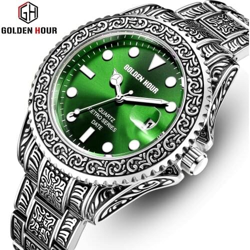 Watches for Men GOLDENHOUR Top Brand Watch Mens Luxury Quartz Sports Clock Male Waterproof Steel Wristwatch Relogio Masculino