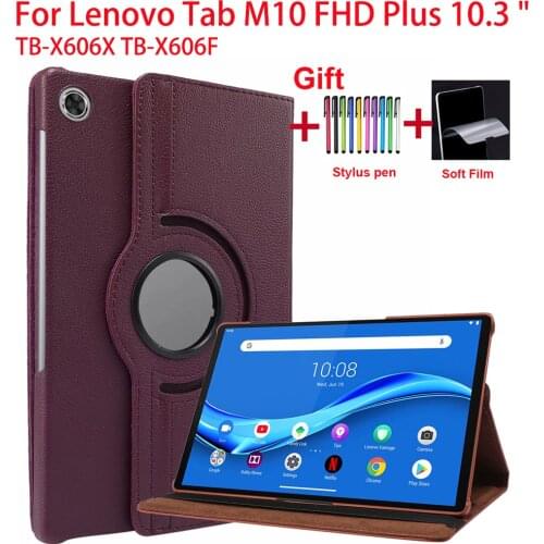 360 Rotation Cover For Lenovo Tab M10 FHD Plus 10.3 " TB-X606X TB-X606F case Funda PU Leather Stand Case For Lenovo Tab M10 Plus