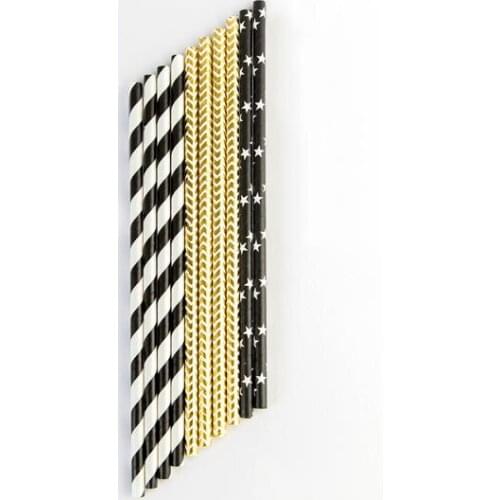 Black and gold straws. Party decorations. 18th birthday party. 50th birthday. 40th. 60th. 30th. 25th