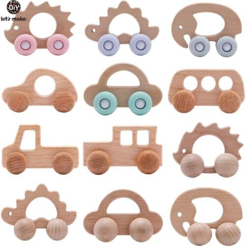 Lets Make Wooden Baby Toys 0 12 Month Set Toys For Babies Beech Car Hedgehog Elephant Educational Infants Developmental Newborn