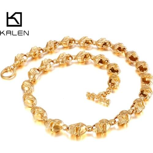68cm Long Necklace Skull Head Chain Necklaces For Men Stainless Steel Punk Jewelry