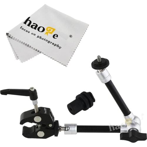 Haoge 11 inch Articulating Friction Magic Arm with Small Clamp Crab Pliers Clip for HDMI LCD Monitor LED Light DSLR Camera