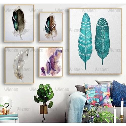 Silver Feather Art Canvas Painting Modern Painting Wall Pictures for Living Room Decor Posters and Prints Modern Home Decoration