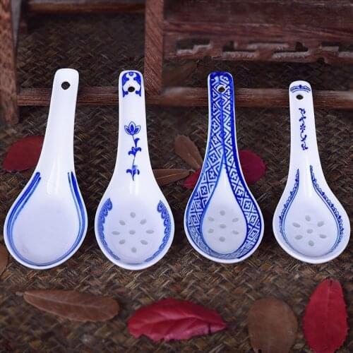 Ceramic Spoon Blue And White Porcelain Dinnerware Dipper Dinner Ladle Utensil Tableware Scoop Household Kitchenware Supplies