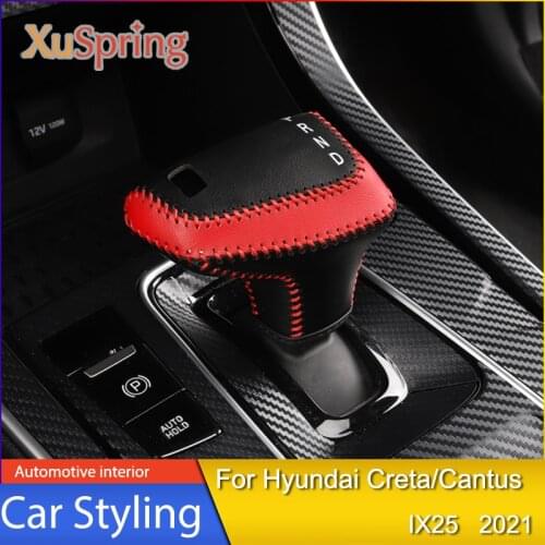 Shift Cover Leather Hand-Stitched To Decorate The Interior Gear Shift Cover for Hyundai Creta/Cantus IX25 2021
