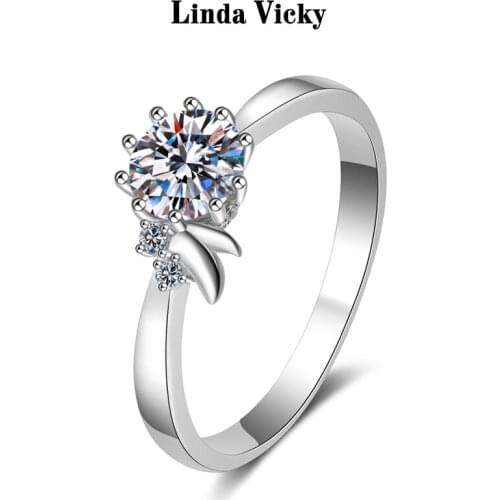 LINDA VICKY Sterling Silver Ring Women VVS1 Moissanite Excellent Cutting Luxury Classic Diamond Valentines Day Gift 2021 Rings