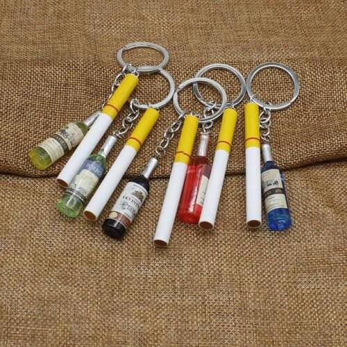 Fashion Fun Personality Cigarette Keychain Cute Fashion Wine Bottle Pendant Jewelry
