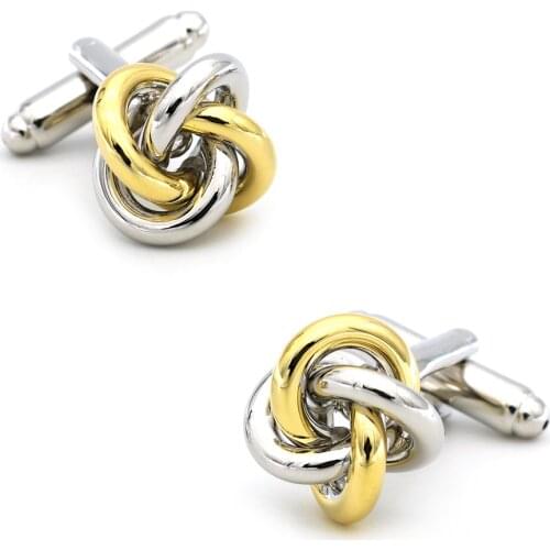 Mens Knot Cuff Links Copper Material Golden & Silver Color B1011