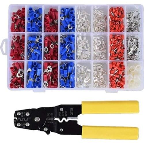 1000Pcs Insulated Crimp Terminals Set 24Types Electrical Cable Wire Cord Pin End Connectors Spade Fork Ring Assortment Kit