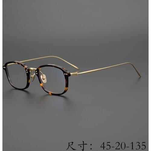 Limited edition Vintage Ultralight pure titanium acetate square eyeglass frame minimalism style for women men original quality