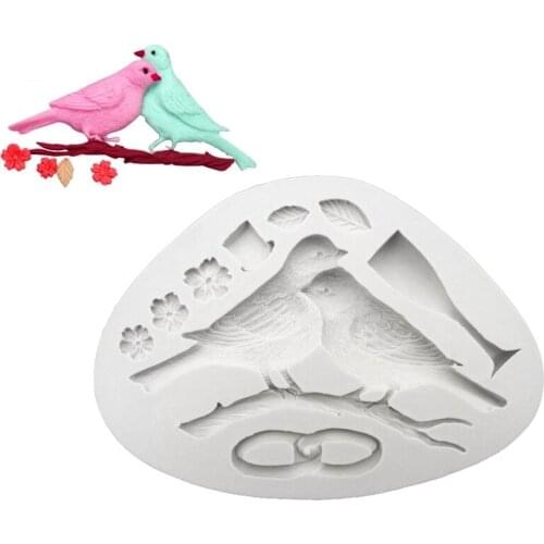 Wholesale 10 Pcs Inseparable King Bird Silicone Sugarcraft Mould, Fondant Cake Decorating Tools