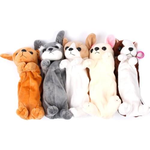Cartoon Plush Dog Puppy Pencil Case Cute Animal Pen Bag School Office Supplies Pencil Bags For Kids Stationery Pencil Box