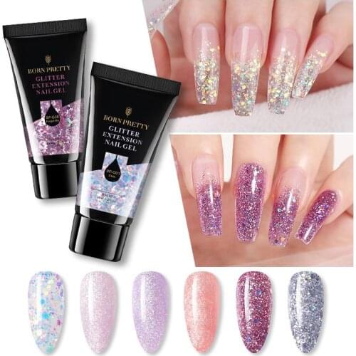 BORN PRETTY UV Gel Nail Polish For Nail Art Extesnion Clear Glitter Design Soak Off UV Gel Varnish Nail Art Manicure