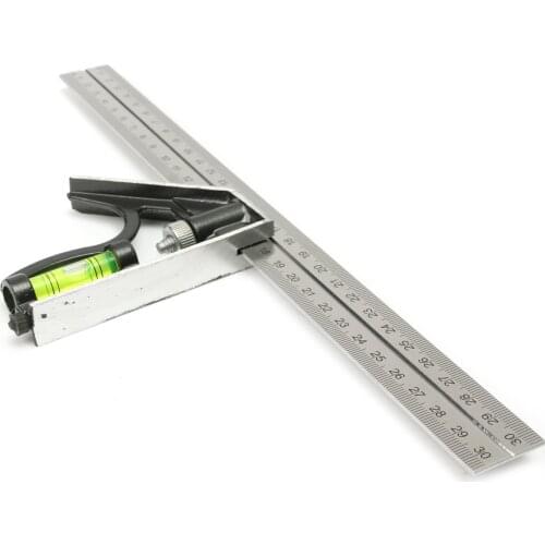 Adjustable Caliper Tool Combination Square Angle Ruler With Bubble Level DIY Workshop Hardware Angle Spirit Level 12" (300mm)