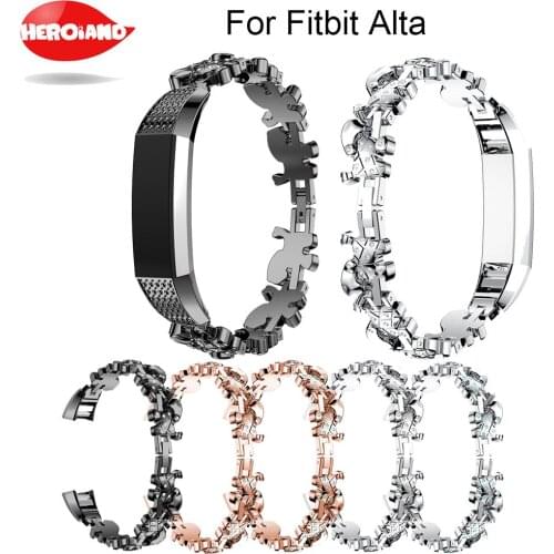 High quality Watchband Genuine Stainless Steel Watch Bracelet Band Strap For Fitbit Alta Watch band with Rhinestones Newest