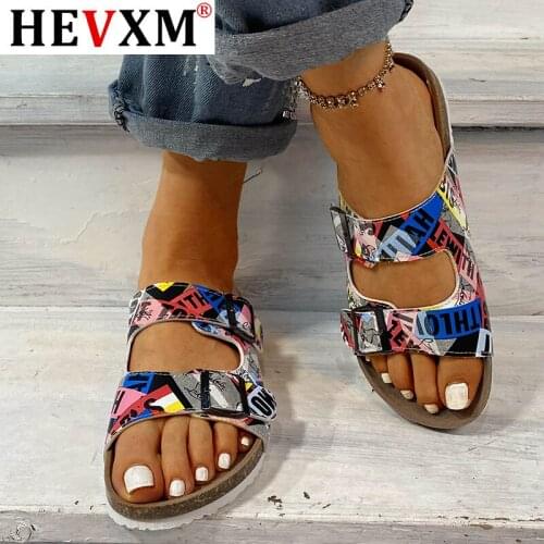2020 New Summer Beach Cork Slippers Casual Double Buckle Non-slip Clogs Slides Women Slip on Flip Flop Shoe