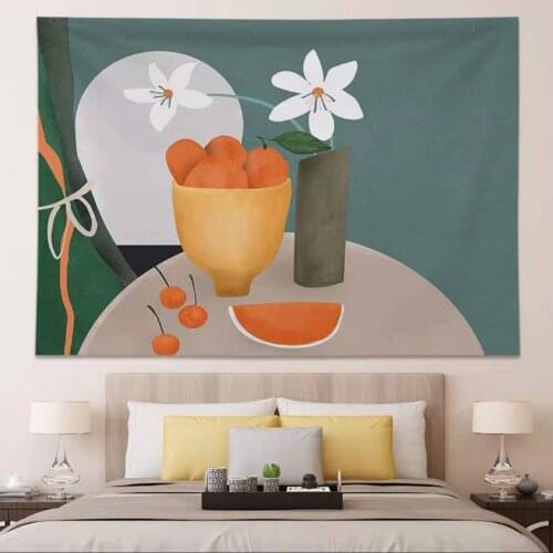 Nordic Tapestry Rобелен Simple Background Room Decoration Fruit Oil Painting Environmental Protection Ins Style Hanging Cloth