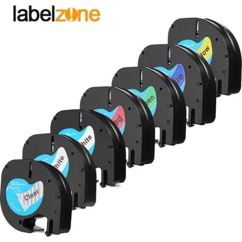 Mixed 7 colors 12mm 12267 91200 91201 91202 91203 91204 91205 Compatible DYMO LetraTag Label Tape for DYMO LT-100H Label Maker