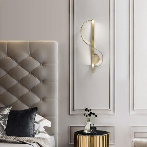 Modern and Simple Copper Wall Lamp Indoor Home Nordic Creative Design Art Hotel Room Bedroom Bedside Decoration LED Lighting