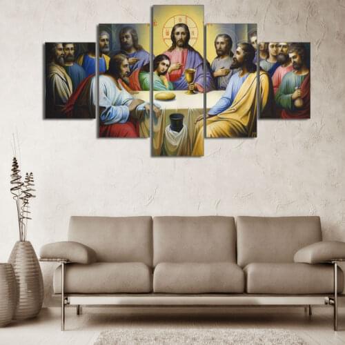 The Last Supper Oil Painting Hd Printed Modern 5 Piece Modular Pictures Hd Print Wall Art Canvas Posters and Prints for Bedroom