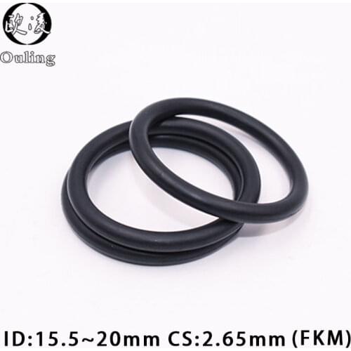 10PCS/lot Fluorine rubber Ring Black FKM O ring Seal CS:2.65mm ID15.5/16/17/18/19/20mm Rubber O-Ring Seal Oil Ring Gasket Washer