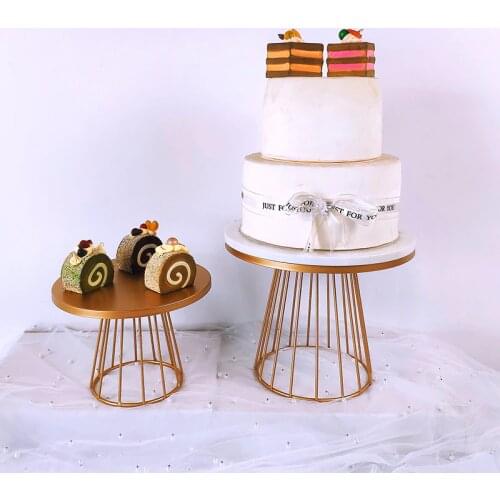2PC Cake Station Wedding Cupcake Party Dessert Display Station Tower Wedding Set Decorative Tray Metal Round