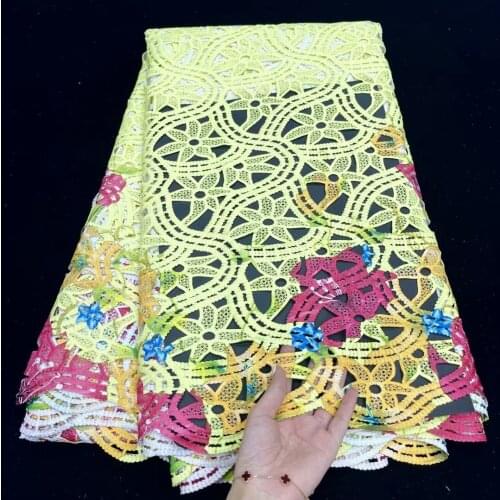 African guipure milk silk lace fabric for dresses 2021 high quality nigerian wedding print water soluble lace 5y/lot