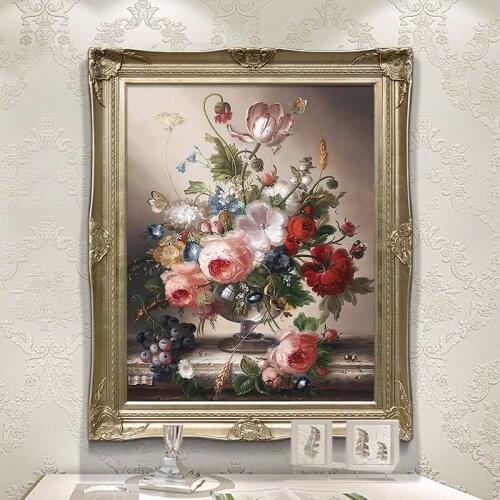 5D Diamond Painting Full Diamond New European Style Oil Painting Style Flowers Paste Drill Cross Stitch Bedroom Restaurant DIY