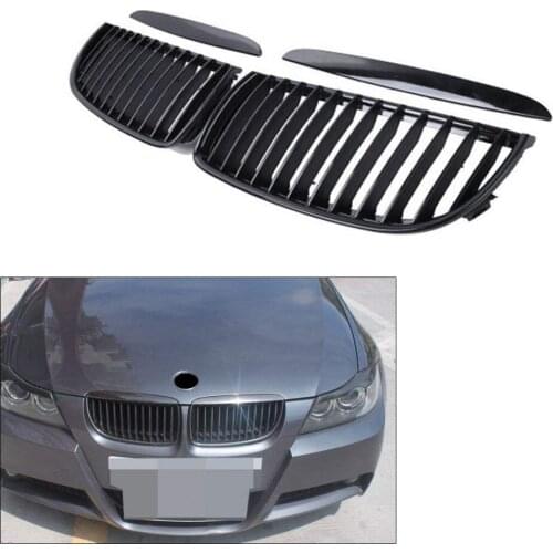 Auto Car Front Kidney Grill Grilles For BMW 2005 2006 2007 2008 Sedan Wagon E90 E91 320i-335i 4DR Matte Black Styling Plastic