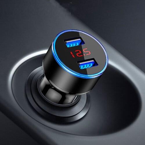 Car Charger 3.1A Real-time Voltage Dual USB Cigarette Lighter Socket Port 12v 24v Fast Charging Car Accessories for iPhone X
