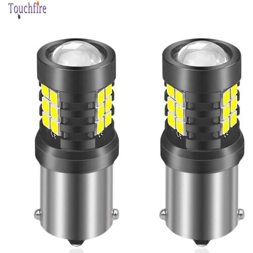 2pcs P21W 1156 Car LED Bulbs 21SMD 3030LED T15 Reverse Light T20 1157 BAY15D Auto Brake Lights For Turn Signal Light 12V-24V Red